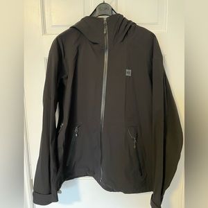 Black MEC rain jacket